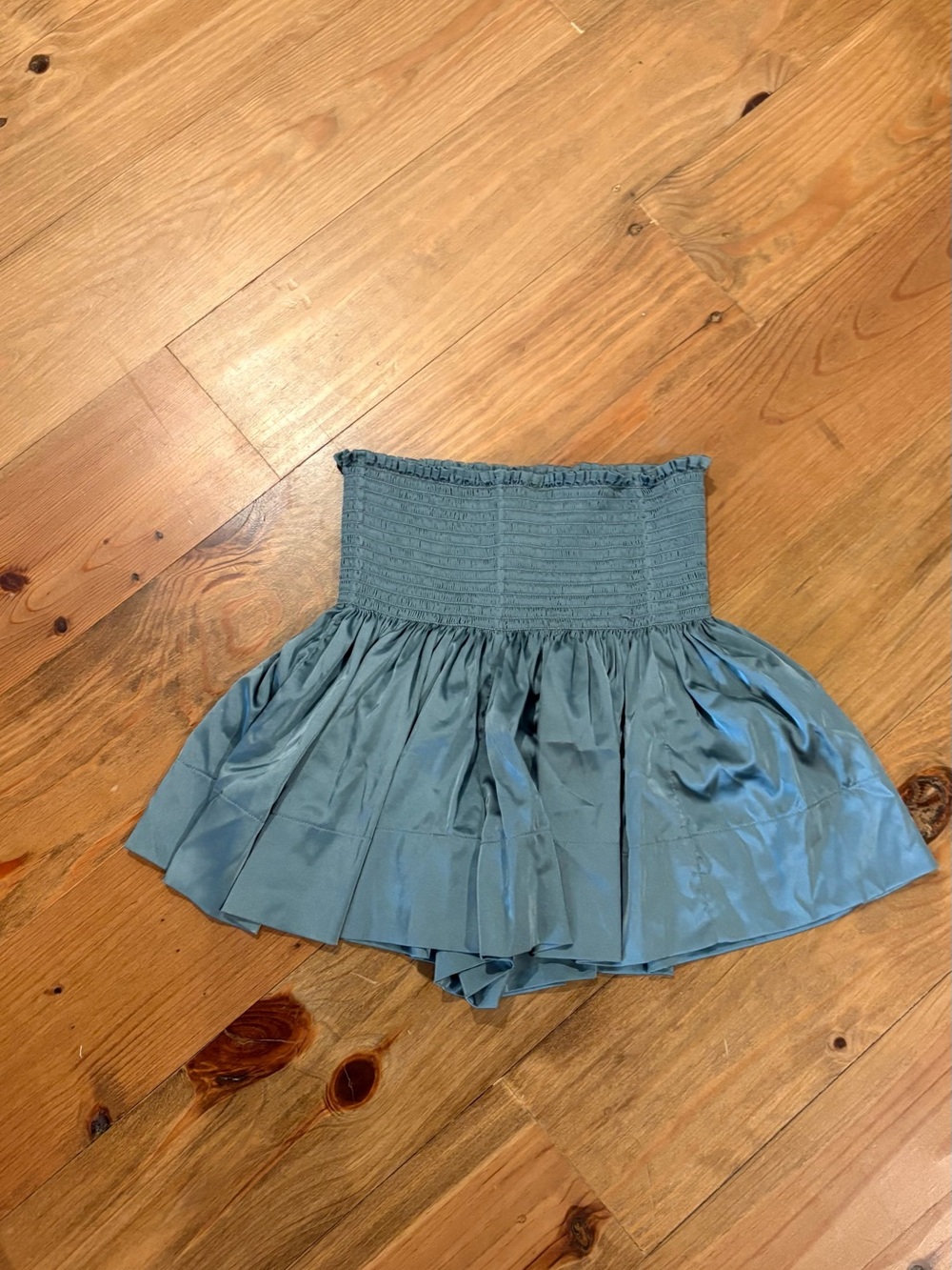 NATURAL LIFE Dusty Blue Smocked Strapless Top